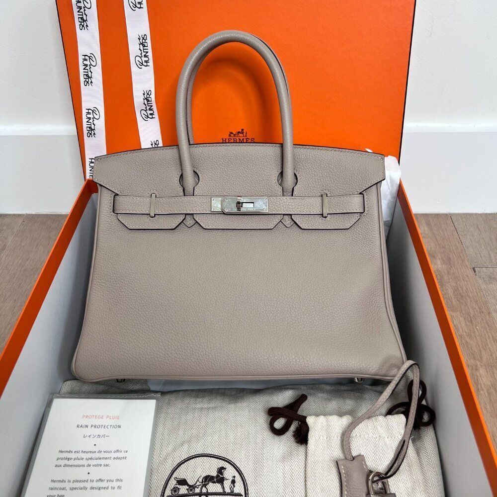100% Authentic Hermes Birkin 30 Trench Togo PHW Stamp T - Picture 1 of 16